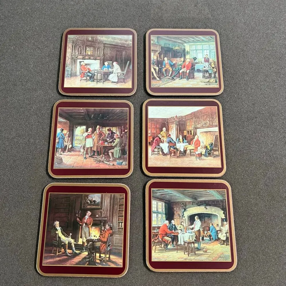 6 Vintage English Life Pimpernel Coasters
